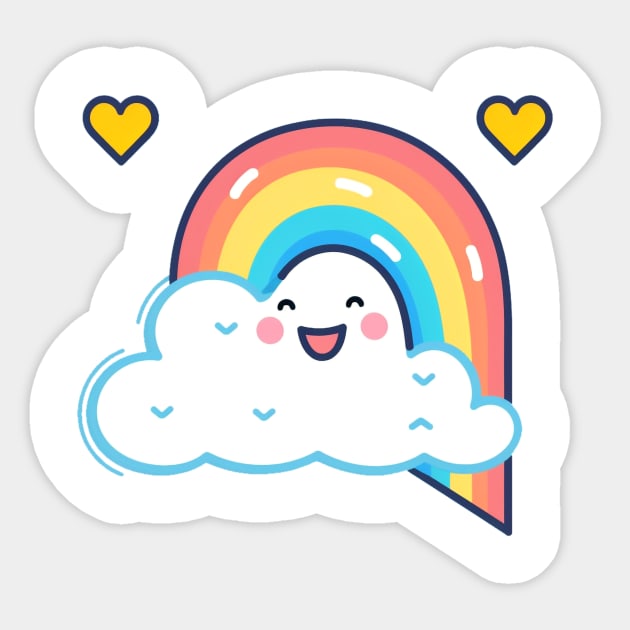 Kawaii Rainbow with Happy Cloud Sticker by Yamabushi's Kawaii Store